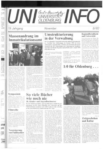 Nr. 8 / NOVEMBER 1992 - Presse & Kommunikation - Universität ...