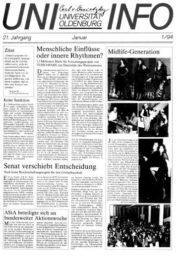Nr. 1 / JANUAR 1994 - Presse & Kommunikation - Universität ...