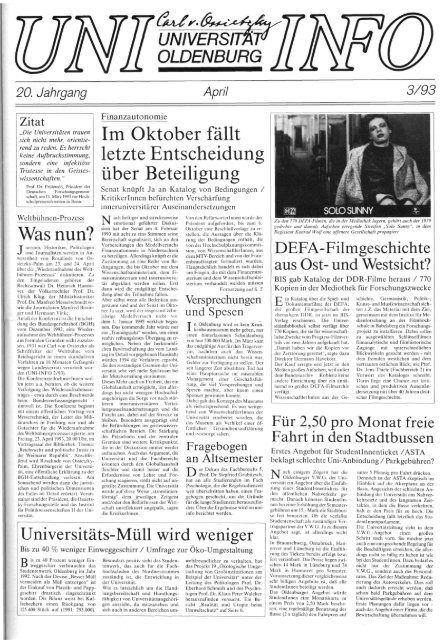 Nr. 3 / APRIL 1993 - Presse & Kommunikation - Universität Oldenburg