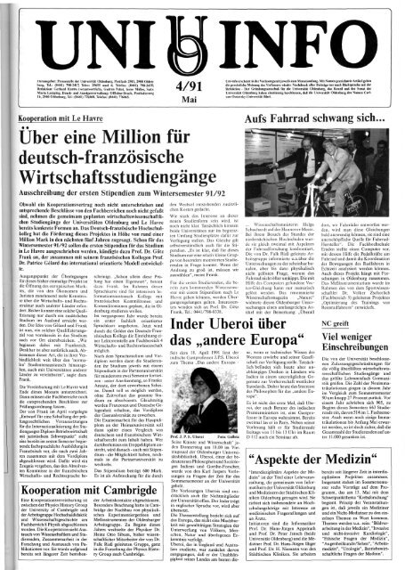 Nr. 4 / MAI 1991 - Presse & Kommunikation - Universität Oldenburg