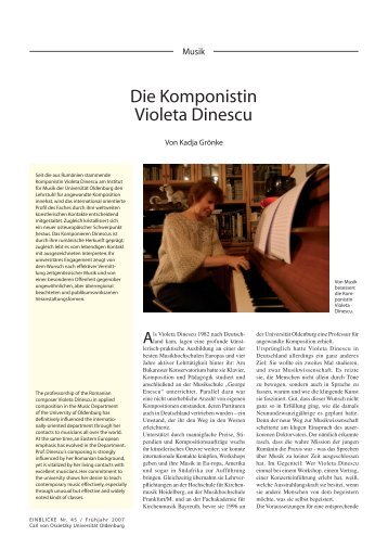 Die Komponistin Violeta Dinescu - Universität Oldenburg