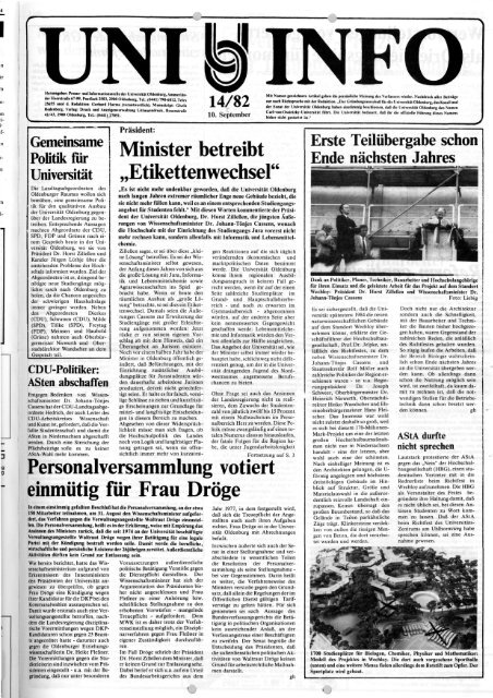 Nr. 14 / SEPTEMBER 1982 - Universität Oldenburg