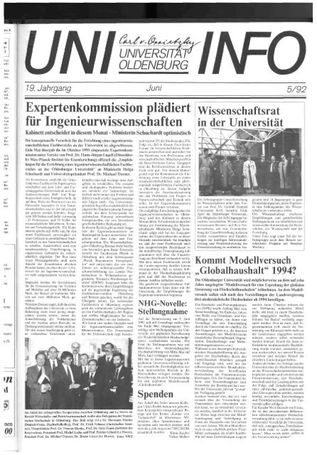 Nr. 5 / JUNI 1992 - Presse & Kommunikation - Universität Oldenburg