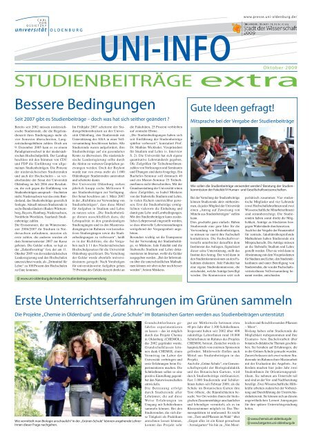UNI-INFO-EXTRA - Presse & Kommunikation - Universität Oldenburg
