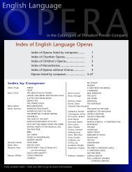 English Language Operas - the Theodore Presser Company