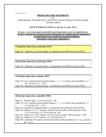 Errata - Presses Internationales Polytechnique