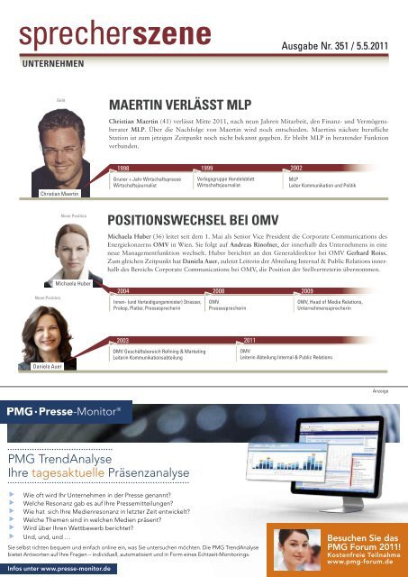 maertin verlässt mlp positionswechsel bei omv - Pressesprecher