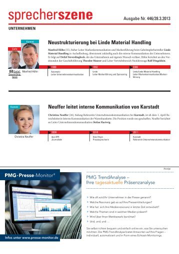 Neustrukturierung bei Linde Material Handling ... - Pressesprecher