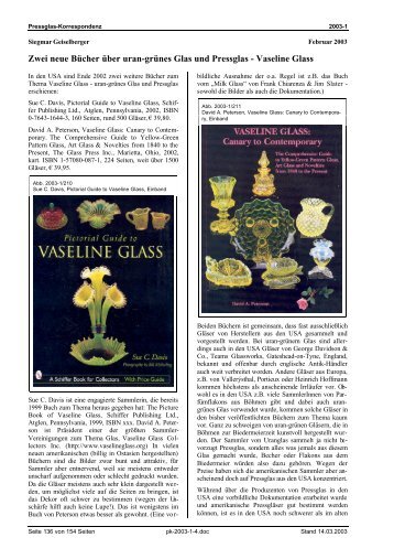 Vaseline Glass - Pressglas-Korrespondenz