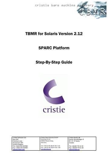 TBMR for Solaris Version 2.12 SPARC Platform Step-By-Step Guide