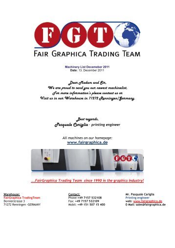 Pasquale Cariglia â printing engineer - PressResale.com