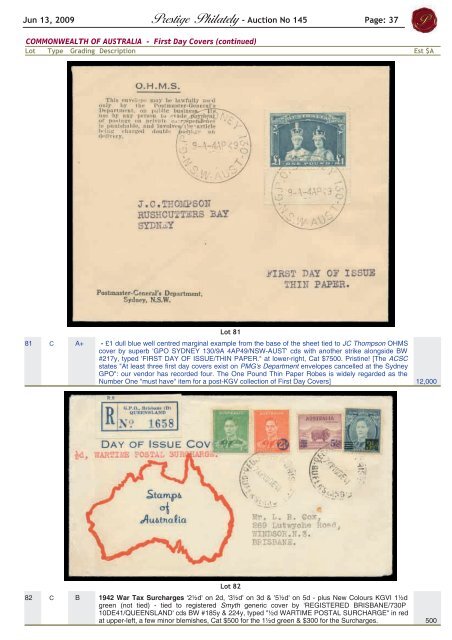 Auction No 145 - Prestige Philately