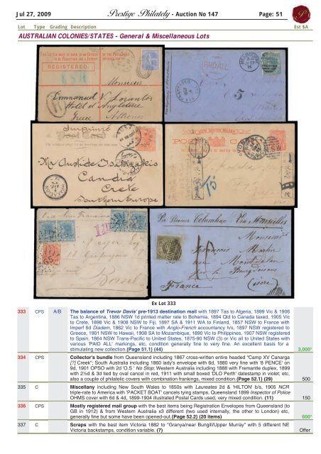 Auction No 147 - Prestige Philately