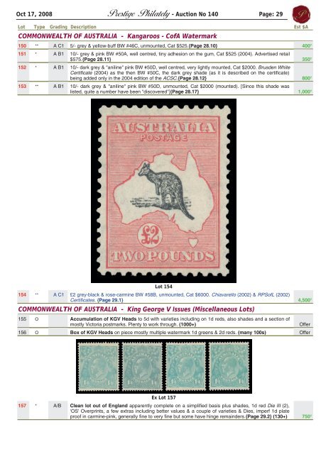 Auction No 140 - Prestige Philately