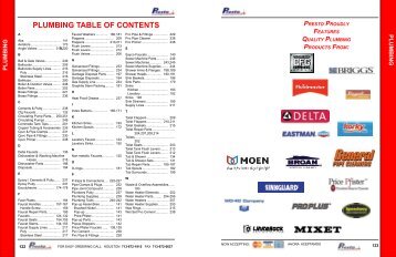 plumbing table of contents - Prestosupply.com - Presto Supply