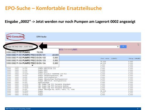 Komfortable Ersatzteilsuche in SAP ERP MM mit EPO Search