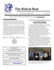 The Bobcat Beat - Plymouth Regional High School - SAU 48