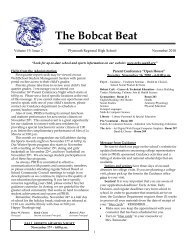 The Bobcat Beat - Plymouth Regional High School