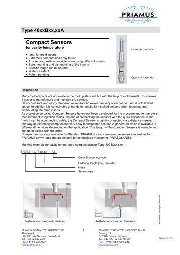 Compact sensors type 40xxBxx,xxA1 - Priamus