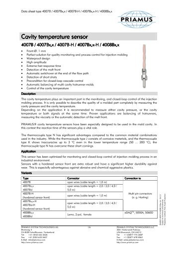 Cavity temperature sensor type 4007B / 4007B-H / 4008B - Priamus