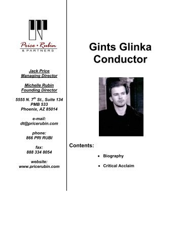 Gints Glinka Conductor - Price Rubin & Partners