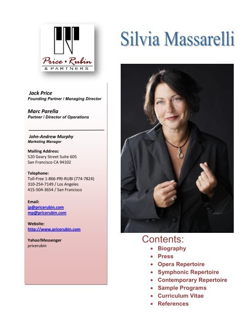 Silvia Massarelli- BIOGRAPHY - Price Rubin &amp; Partners