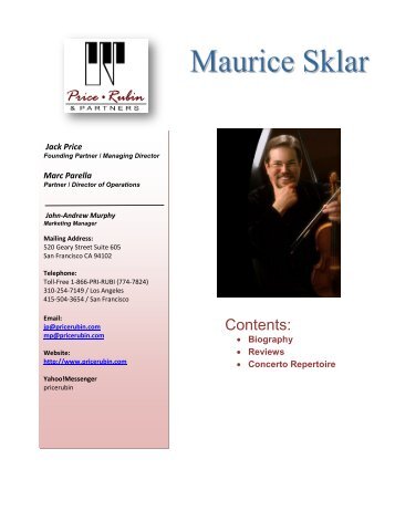 Maurice Sklar- BIOGRAPHY - Price Rubin & Partners