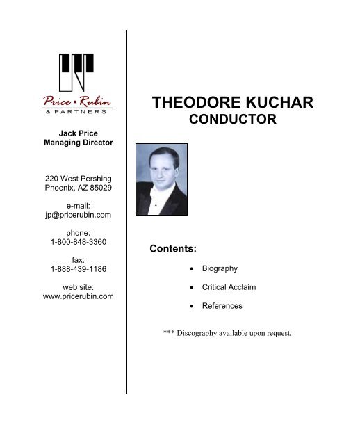 Theodore Kuchar - Conductor - Price Rubin & Partners