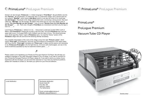 Premium CD Player low res (eng) - PrimaLuna