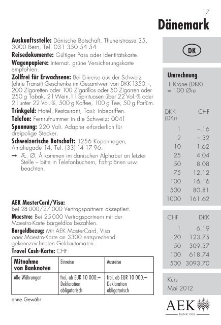 Reisezahlungsmittel (pdf) - AEK Bank 1826