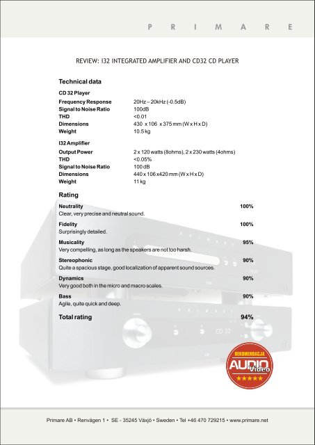 I32CD32/Poland/AV/0111/eng - Primare