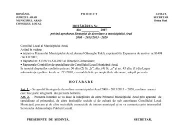 Proiectul de hotÄrÃ¢re privind aprobarea Strategiei de dezvoltare