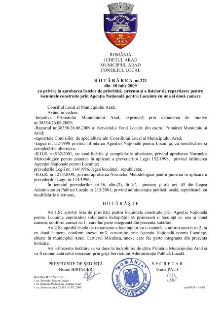 Vizualizare PDF - PrimÄria Municipiului Arad