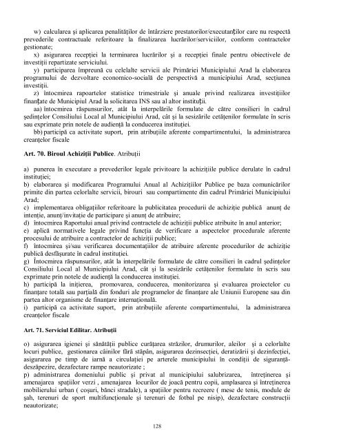 Regulamentul PrimÄriei - Primaria Municipiului Arad