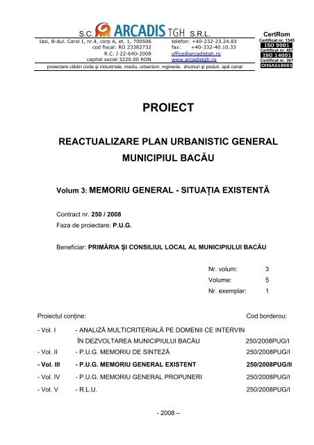 proiect reactualizare plan urbanistic general ... - PrimÄƒria BacÄƒu