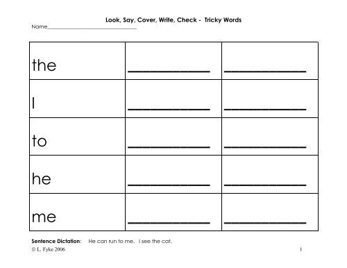 Look, Say, Cover, Write, Check - Tricky Words - Primarily Learning