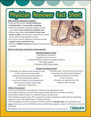 Primaris Physician Reviewer Fact Sheet