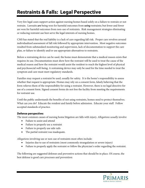 restraint reduction in nursing homes