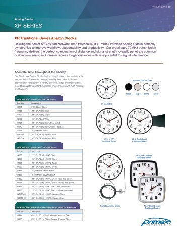 Analog Clocks XR SERIES - Primex Wireless