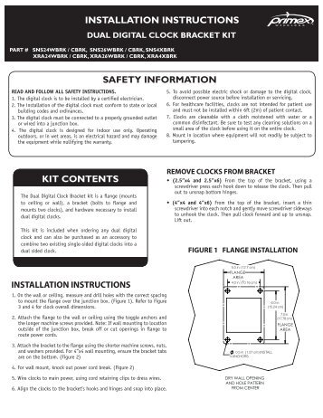 Dual Digital Clock Bracket Kit XR-SNSBRK-INST ... - Primex Wireless