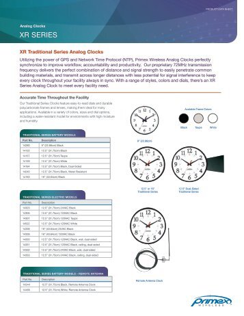 Analog Clocks XR SERIES - Primex Wireless
