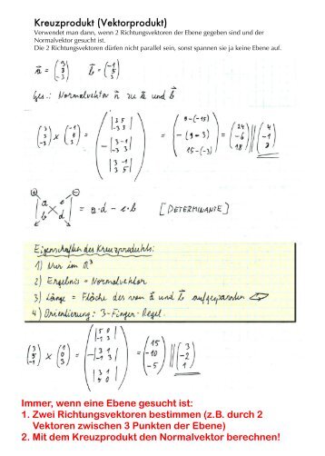 Immer, wenn eine Ebene gesucht ist: 1. Zwei  Richtungsvektoren ...