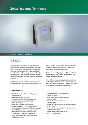 Zeiterfassungs-Terminals DT 600 - primion Technology AG