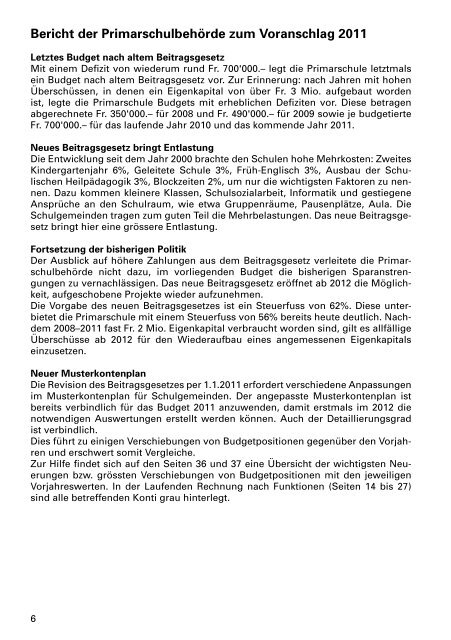 Budgetbotschaft - Primarschulgemeinde Romanshorn