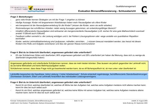 Evaluation Binnendifferenzierung Schlussbericht