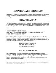 Respite Care Program Application - Prince George's County