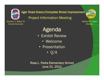 Ager Road Presentation - Prince George's County