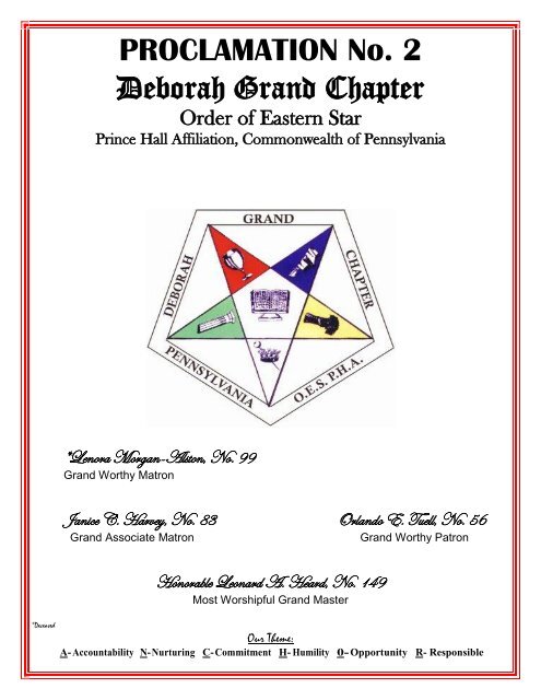 PROCLAMATION No. 2 Deborah Grand Chapter - Prince Hall Grand ...