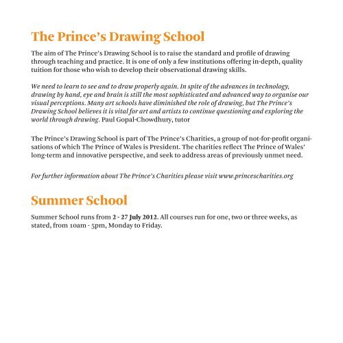 Summer School brochure - The Prince's Drawing School