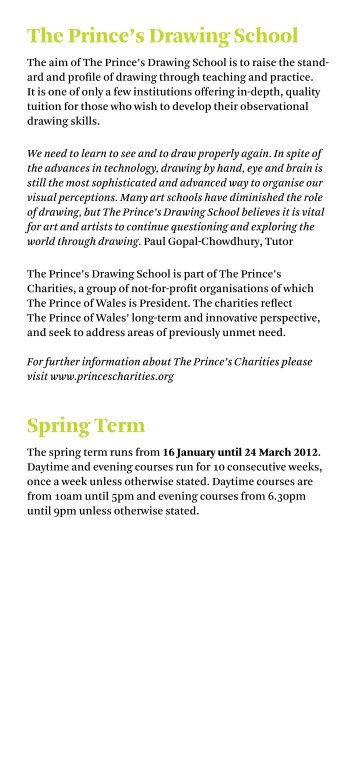 The Prince's Drawing School Spring Term